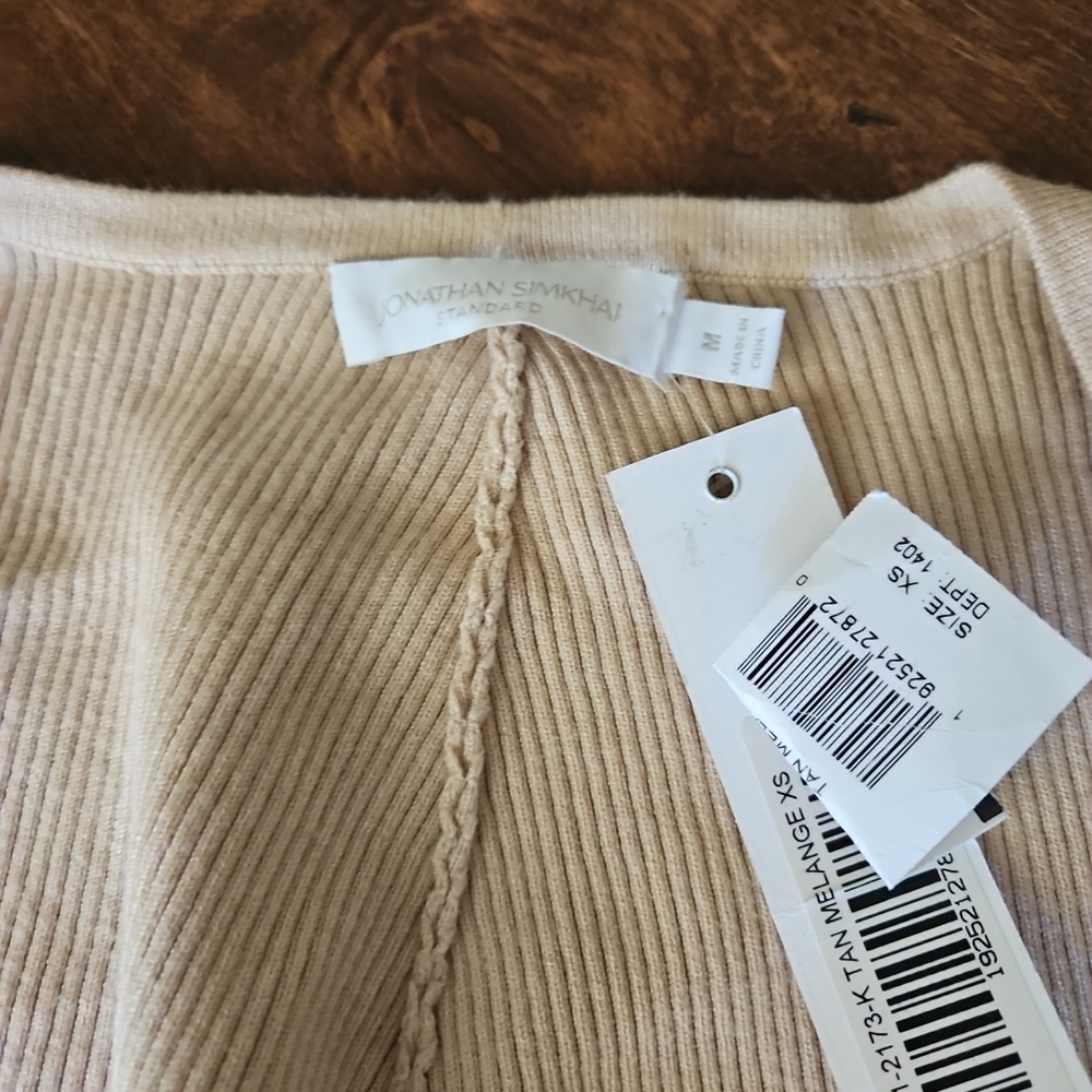 Jonathan Simkhai Tan Ribbed Cardigan - Picture 2 of 4